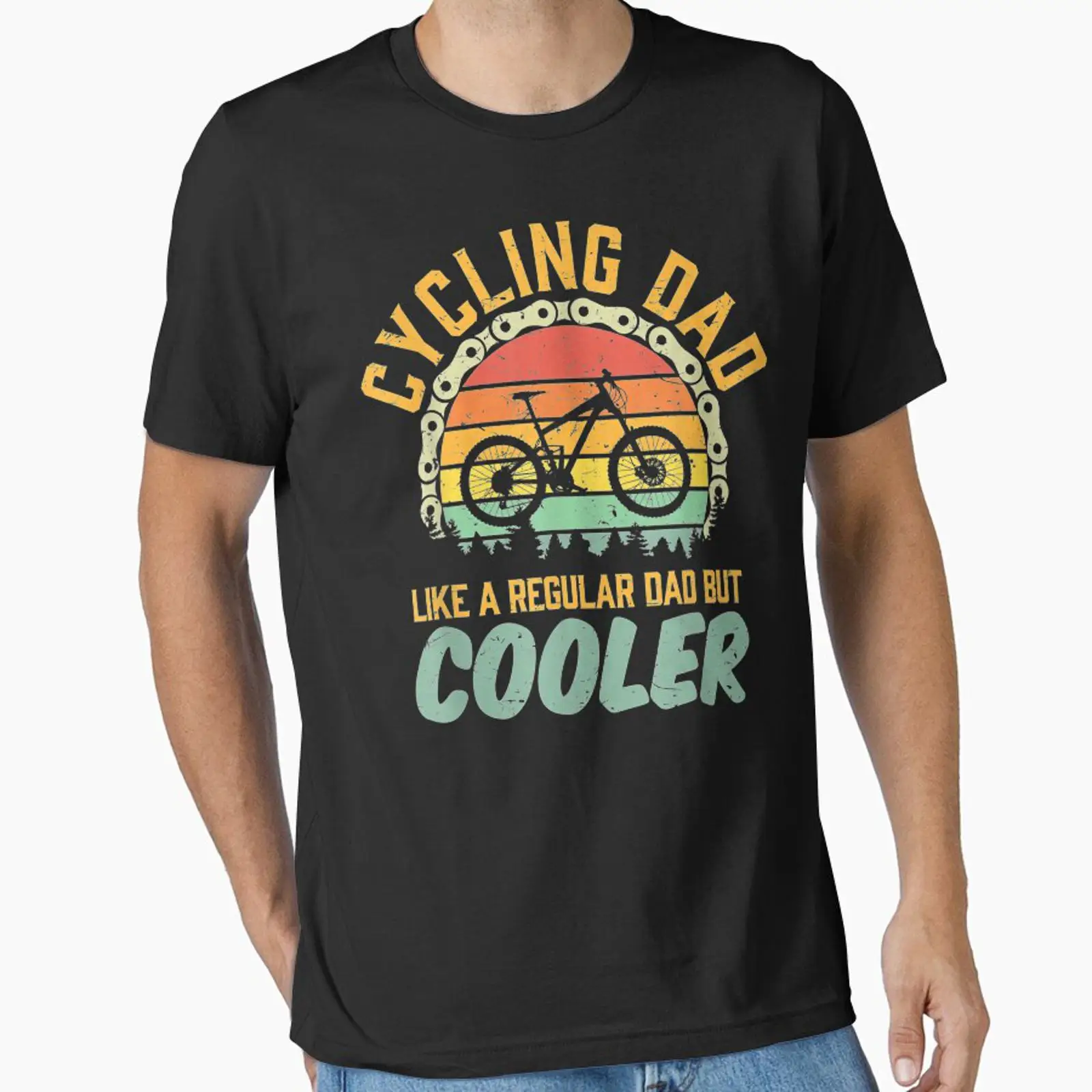Mountain Biking Essentials - Camiseta Masculina Vintage Lavada para Ciclismo,